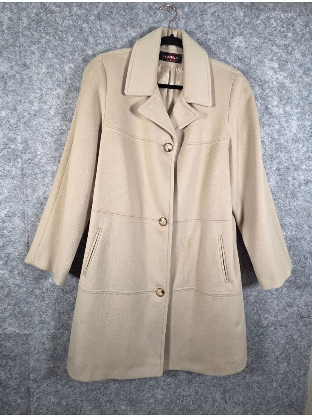 Alorna by Forstmann Women's Button Up Women Single Breast Pea Coat Cream size L